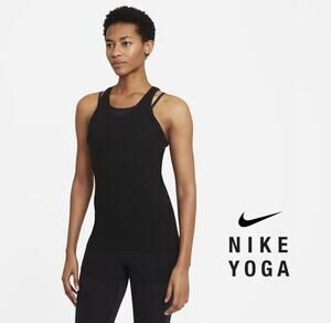 Nike Yoga Womens Dri-FIT Flowy Tank Top Gym Training Black XS